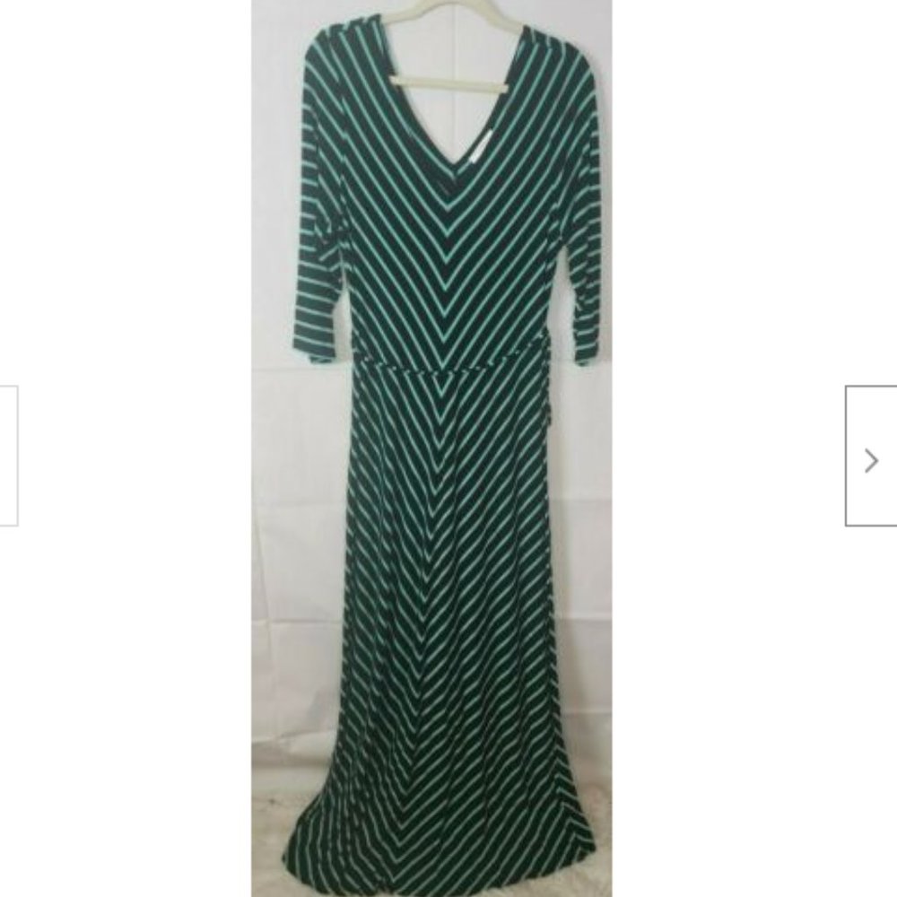 Motherhood Maternity Striped Maxi V-Neck Dress
